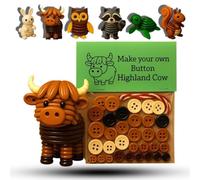 DIY Button Highland Cow Craft Kit, Animals Three-Dimensional Christmas Ornament Kits 3D Animals Buttons Decor (Highland Cattle,Same Size)