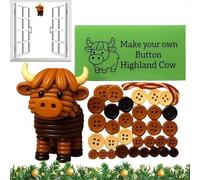 DIY Button Highland Cow Craft Kit,Christmas Buttons,3D Highland Cow Ornaments,Fun Animal Butt/on,Make Your Own Butto/n Highlan/d Co/w,Butto/n Ornament Kits for Christmas Tree,Home Decorations