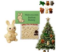 DIY Button Highland Cow Craft Kit,DIY Christmas Button Highland Cow Ornament Making Set,Animal Theme Buttons Christmas Tree Ornament Kit with Turtle Owl Rabbit,Gift for Lovers Friends