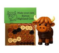 DIY Button Highland Cow Craft Kit, DIY Highland Cow Button Ornament, Beginner-Friendly Buttons Ornament Decor, Funny Animals Three-Dimensional Christmas Ornaments Kits