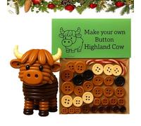 DIY Button Highland Cow Craft Kit, Fun Christmas Button Ornament Making Set, DIY Craft Buttons Kit Xmas Tree Hanging Ornament for Holiday Decorations (1)