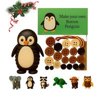 DIY Button Highland Cow Craft Kit, Make Your Own Christmas Button Christmas Tree Ornament Kit, Cute Highlands Cattle Buttons Ornament Making Kit, for Christmass Tree Hanging Decorations (Penguin)