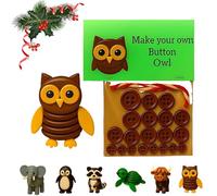 DIY Button Highland Cow Craft Kit, Make Your Own Christmas Button Christmas Tree Ornament Kit, Cute Highlands Cattle Buttons Ornament Making Kit, for Christmass Tree Hanging Decorations (Owl)