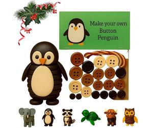 DIY Button Highland Cow Craft Kit, Make Your Own Christmas Button Christmas Tree Ornament Kit, Cute Highlands Cattle Buttons Ornament Making Kit, for Christmass Tree Hanging Decorations (Penguin)