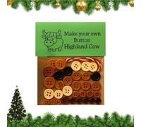 DIY Button Highland Cow Handmade Set, Button Highland Cow Handmade Set, 3D Animals Buttons Kits For Stocking Filler, Christmas Tree Decor