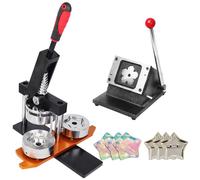 DIY Button Maker Machine 2.28X2.28Inch, Press Star Badge Maker Kit and Pins with Paper Cutter and 100 Components 58X58mm for Photo/Refrigerator Stickers(Machine+Cutter+100pc)