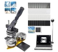 DIY Button Press Machine with Paper Cutter, Includes 100 Sets of Consumables for Creating Custom Fridge Magnets and Team Badges, Perfect for Gifts and Personal Projects