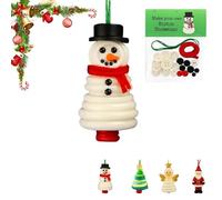 DIY Button Snowman Ornament Kit, Cute Christmas Crafts With Santa Angel, Colorful Buttons Christmas Tree, Snowman Hanging Ornament Kit, Indoor And Outdoor Party Supplies Window(01)