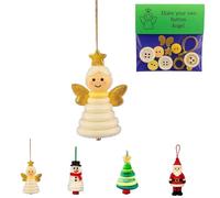 DIY Button Snowman Ornament Kit, Fun Christmas Button Ornament Making Set with Santa Angel, Hanging Ornament for Holiday Stocking Filler Gift Decor, Home Window Classrooms Ornaments (Angel)