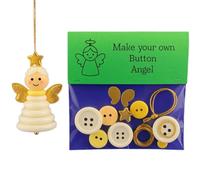 DIY Button Snowman Ornament Kit, Hand-Assembled All-in-One Xmas Hanging Decorations, with Christmases Snowman/Santa, for Holiday Stocking Filler Gift Decor(Angel)