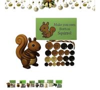 DIY Button Squirrel Craft Kit, DIY Squirrel Christmas Button Ornament Kits, Cute Animals Buttons Ornament Making Set, Manual Buttons Christmas Tree Decoration Kit, 3D Hangable Pendant Decor