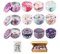 DIY Candle Set 12 Candle Jars with 50 Candle Core Candles Make Yourself Set Empty Candle Tins with Lid, Candle Making Accessories for Scented Candle Making Kit