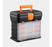 VonHaus Utility Tool Box Storage Organiser Case with 4 Drawers & Adjustable Dividers - Plastic Multi Tool Box Organiser with 4 Compartment Drawers - Ideal for DIY Tools and Accessories Storage