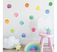 DIY Cartoon Decor Wall Stickers Color Circle Nursery Multicolor Nordic Style Children's Bedroom Window Glass Background Layout Home Decoration Stickers A5（5.8x8.2inch） x 12sheets(Colored dots 048)…