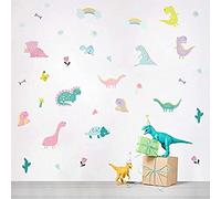 DIY Cartoon Dinosaur Macaron Decor Nursery Wall Stickers Multicolor Children's Bedroom Window Glass Kindergarten Home Decoration Stickers A5（5.8x8.2inch）x 12sheets(Cartoon Dinosaur 134)…