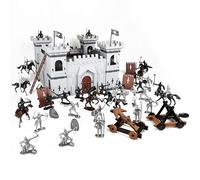 DIY Castle Building The Medieval Times Middle Ages Military Plastic Fort Model Kit Set with Figures Soldier Knight Simulated Siege War of Attack