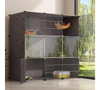 Diy Cat Cage, Cat Enclosure With Transparent Panel Detachable Metal Wire Small Animal Playpen Indoor Cat Crate Exercise Place Ideal For 1-2 Cat,One Color-111 * 39 * 109cm