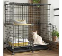 DIY Cat Cage Large Indoor Multi-layer Metal Cat Cage Easy To Assemble, Suitable For Small s, Cats, Puppies, Dog Cages, Small Animals, Balcony Cattery, Cat Carrier, Outdoor Cat Cage