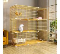 DIY Cat Playpen, Cat Cage Metal Wire Kennel Indoor Enclosure with Accessories Option(A)