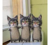 DIY Cat Wool Felt Material Package for Needle Felting Handmade Kit Includes Unfinished Cloth and PVC Materials for Creating Realistic Cat Dolls (The Cat)