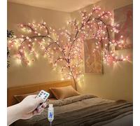 DIY Cherry Blossom Lights,4FT 48 LED Cherry Blossom Tree Branch Light,8 Modes Light Up Pink Wall Decorations for Bedroom,Christmas,Dimmable Vines with Flower Fairy Lights,Remote,Timer,Xmas Gifts