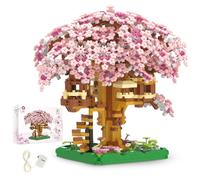 DIY Cherry Blossom Tree House Sakura Tree House Collection Building Set Micro Building Blocks Set Artificial Cherry Flowers Mini Brick House Building Kit