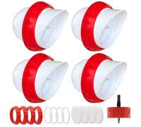 DIY Chicken Feeders No Waste,4 Ports Automatic Rain Proof Poultry Feeder Kit with 1 Hole Saw for Buckets Barrels Bins Troughs (White)