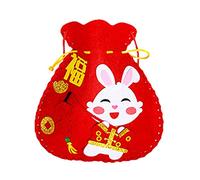 DIY Chinese Party Bag with Drawstring,Chinese Spring Festival Rabbit Gift Bag Holder,Non-woven Hanging Storage Bag for Chinese New Year, Spring Party Tumotsit