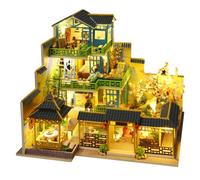 DIY Chinese Style Dollhouse Miniature with Furniture, DIY Wooden Dollhouse Kit, 1:24 Scale Creative Room for Birthday Gift (Chinese-Style Retro Villa)