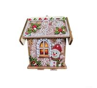 DIY Christmas Beading Craft Set, Wooden House Pearl Art Kit with