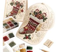 DIY Christmas Beads Baseball Cap Craft Kit -Self Christmas Party | Bead Hat Craft Kit For Adults Beginners and Hobbyists Holidays Party