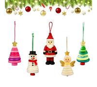 DIY Christmas Button Ornament Craft Kit,All Ages Fun Making Set with Santa Snowman Angel Decor, Holiday Tree Hanging Ornaments for Stocking Fillers (5Pcs)