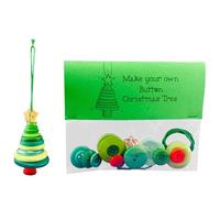 DIY Christmas Button Ornament Craft Kit,All Ages Fun Making Set with Santa Snowman Angel Decor, Holiday Tree Hanging Ornaments for Stocking Fillers (Christmas Tree,Green)