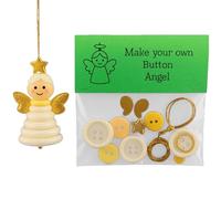 DIY Christmas Button Ornament Craft Kit,All Ages Fun Making Set with Santa Snowman Angel Decor, Holiday Tree Hanging Ornaments for Stocking Fillers (Angel)