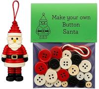 DIY Christmas Button Ornament Craft Kit - Make Your Own Holiday Decor with Santa, Snowman & Angel Buttons, Fun Xmas Tree Hanging Decorations for Kids, Families and Classrooms (A)