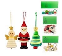 DIY Christmas Button Ornament Making Set, 2025 New DIY Craft Buttons Kit with Christmas Tree/Santa/Angel, Fun Holiday Decorations, Xmas Tree Hanging Decorations Gifts for All Ages (3Pcs)