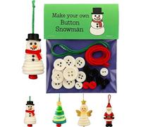 DIY Christmas Button Ornament Making Set-Fun Holiday Decorations for All Ages, DIY Craft Buttons Kit with Christmas Snowman/Santa/Angel, Gifts for Xmas Tree Hanging Decorations (Snowman)