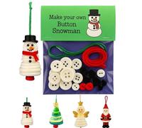 DIY Christmas Button Ornament Making Set-Fun Holiday Decorations for All Ages, DIY Craft Buttons Kit with Christmas Snowman/Santa/Angel, Gifts for Xmas Tree Hanging Decorations (Snowman)