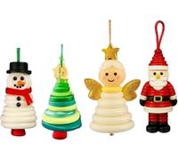 DIY Christmas Button Ornament Making Set-Fun Holiday Decorations for All Ages, DIY Craft Buttons Kit with Christmas Snowman/Santa/Angel, Gifts for Xmas Tree Hanging Decorations (1 Set(4pcs))