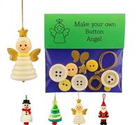 DIY Christmas Button Ornament Making Set-Fun Holiday Decorations for All Ages, DIY Craft Buttons Kit with Christmas Snowman/Santa/Angel, Gifts for Xmas Tree Hanging Decorations (Angel)