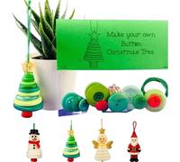 DIY Christmas Button Ornament Making Set-Fun Holiday Decorations for All Ages, DIY Craft Buttons Kit with Christmas Snowman/Santa/Angel, Gifts for Xmas Tree Hanging Decorations (Christmas Tree)