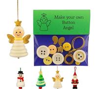 DIY Christmas Button Ornament Making Set-Fun Holiday Decorations for All Ages, DIY Craft Buttons Kit with Christmas Snowman/Santa/Angel, Gifts for Xmas Tree Hanging Decorations (Angel)