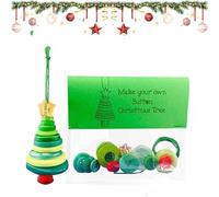 DIY Christmas Button Ornament Making Set - Make Your Own Holiday Decorations for All Ages, Fun DIY Craft Buttons Kit with Christmas Tree/Snowman/Santa/Angel, Xmas Trees Hanging Decorations (Xmas Tree)