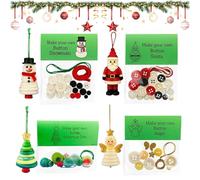 DIY Christmas Button Ornament Making Set - Make Your Own Holiday Decorations for All Ages, Fun DIY Craft Buttons Kit with Christmas Tree/Snowman/Santa/Angel, Xmas Trees Hanging Decorations (4Pcs)