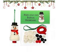 DIY Christmas Button Ornament Making Set - Make Your Own Holiday Decorations for All Ages, Fun DIY Craft Buttons Kit with Christmas Tree/Snowman/Santa/Angel, Xmas Trees Hanging Decorations (Snowman)