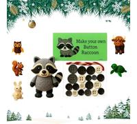 DIY Christmas Buttons Ornaments Kits,Christmas Buttons Craft Ornament Making Kit,Animal Theme Hanging Decoration,Gift for Craft Lover,Fun Holiday Decorations for All Ages (Raccoon)