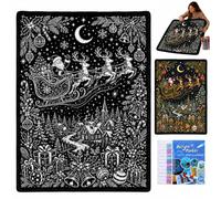 DIY Christmas Coloring Blanket for Adults,59x51 Inch with 24 Markers | DIY Colouring Blanket,Xmas Tree Reindeer Snowman Patterns,Washable ArtBlanket,Cozy Creative Doodle Mat for Christmas Decor