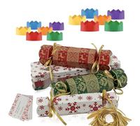 DIY Christmas Crackers Gift Boxes with Hat/Joke,30P White Green Red Christmas Party Crackers Bulk No Snap,Make Your Own Cracker Kit for Kid Adult,Family Cracker Fill Your Own Candy Novelty CrackerBox