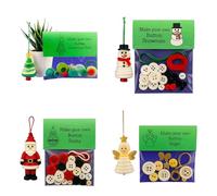 DIY Christmas Craft Kit - Santa Snowman an-Gel Tree Button Art Ornaments for Kids to Make, Fun Holiday Activity for Family Classroom, Stocking Stuffer Gift Fillers (4pcs)