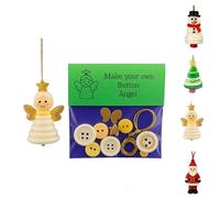 DIY Christmas Craft Kit - Santa Snowman an-Gel Tree Button Art Ornaments for Kids to Make, Fun Holiday Activity for Family Classroom, Stocking Stuffer Gift Fillers (Angel)
